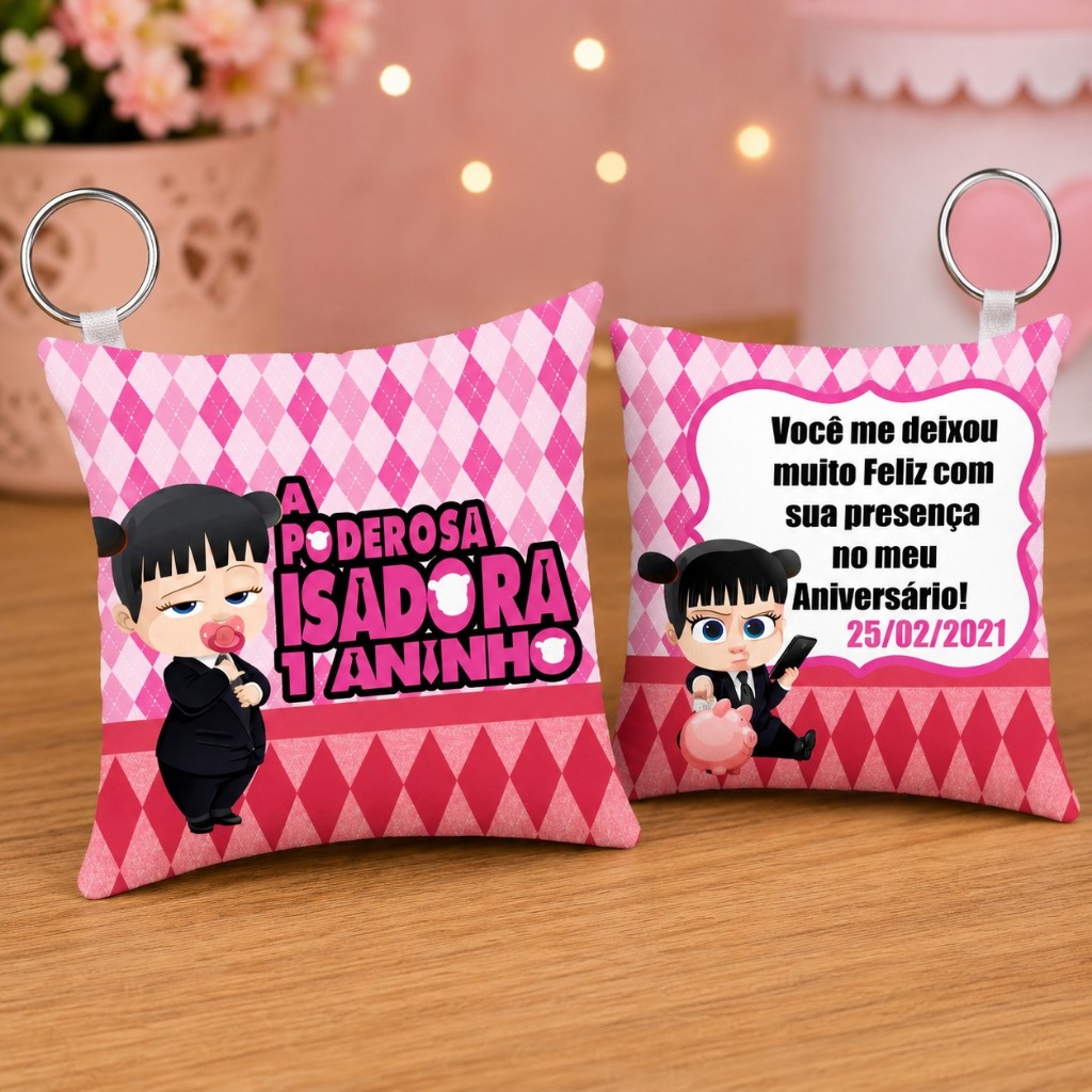 Kit 10 a 60 Lembrancinha Almochaveiro Personalizados da Poderosa Chefinha Rosa Menina