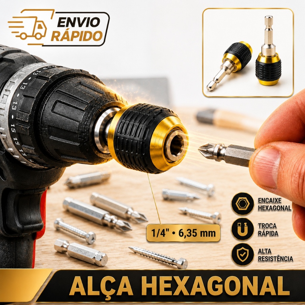 1 Pçs 1/4 Alça Hexagonal 60mm Haste Acoplamento Rápido 6.35mm Mandril de Aperto Hex AutoTravamento