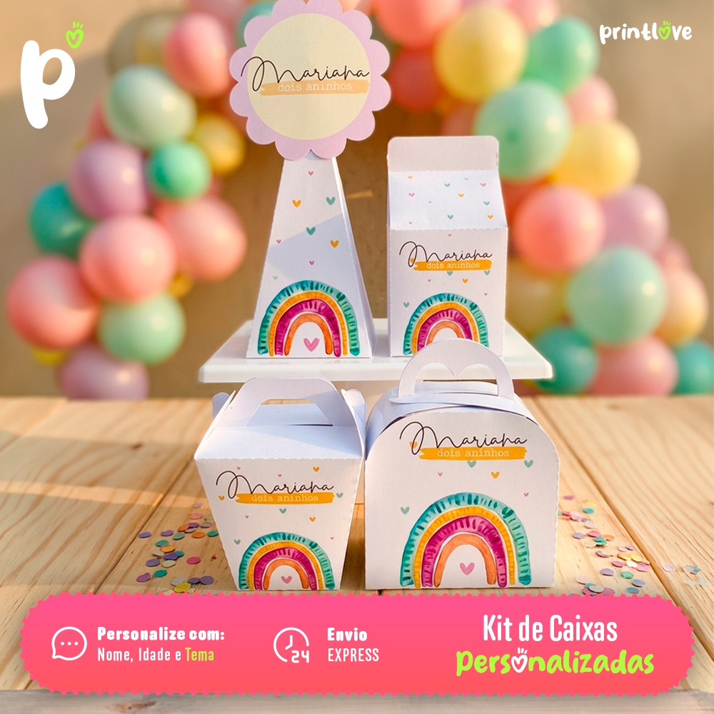 Kit Festas Caixas Personalizadas - Milk, Sushi, Piramide, Maletinha - Qualquer tema - Lembrancinhas