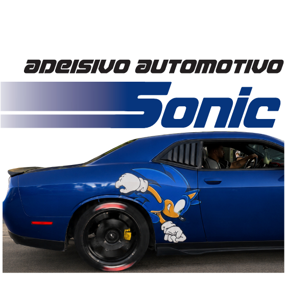 Adesivo Automotivo Sonic Correndo na Roda Traseira Recorte em Vinil