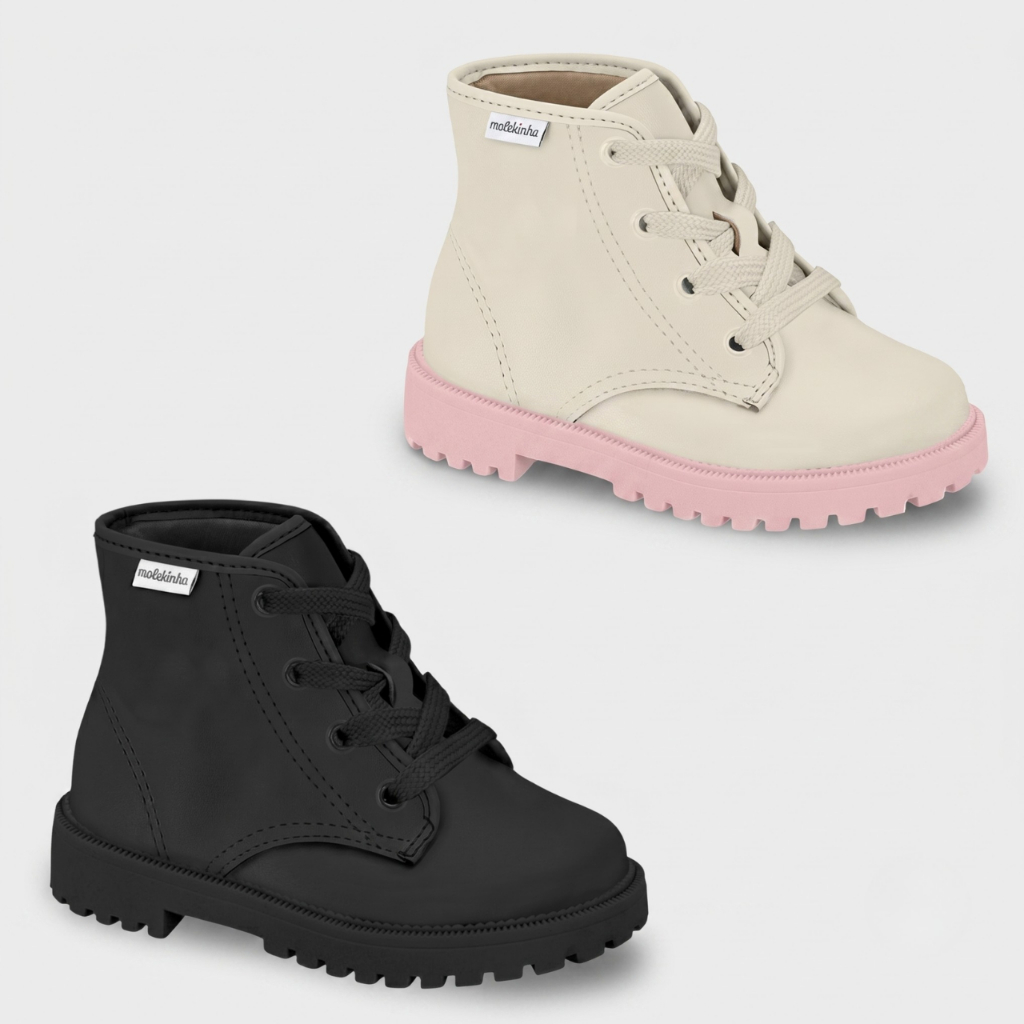 Bota Coturno Infantil Molekinha Menina Tratorada Conforto Original