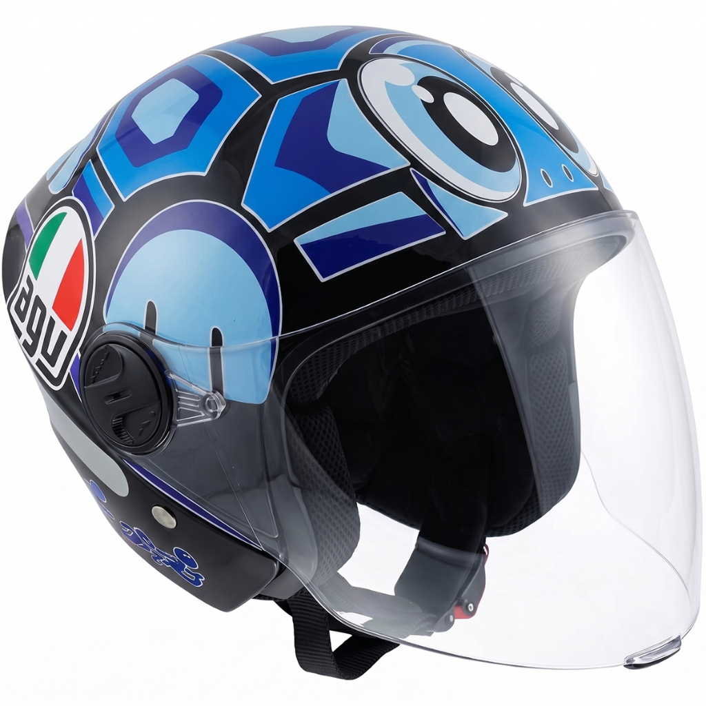 Capacete Aberto Personalizado New Liberty Three Tartaruga Viseira Cristal