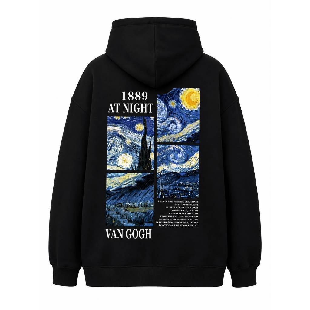 Moletom Unissex 100% Algodão Canguru Blusão Com Capuz Para Frio Unissex Van Gogh Vintage