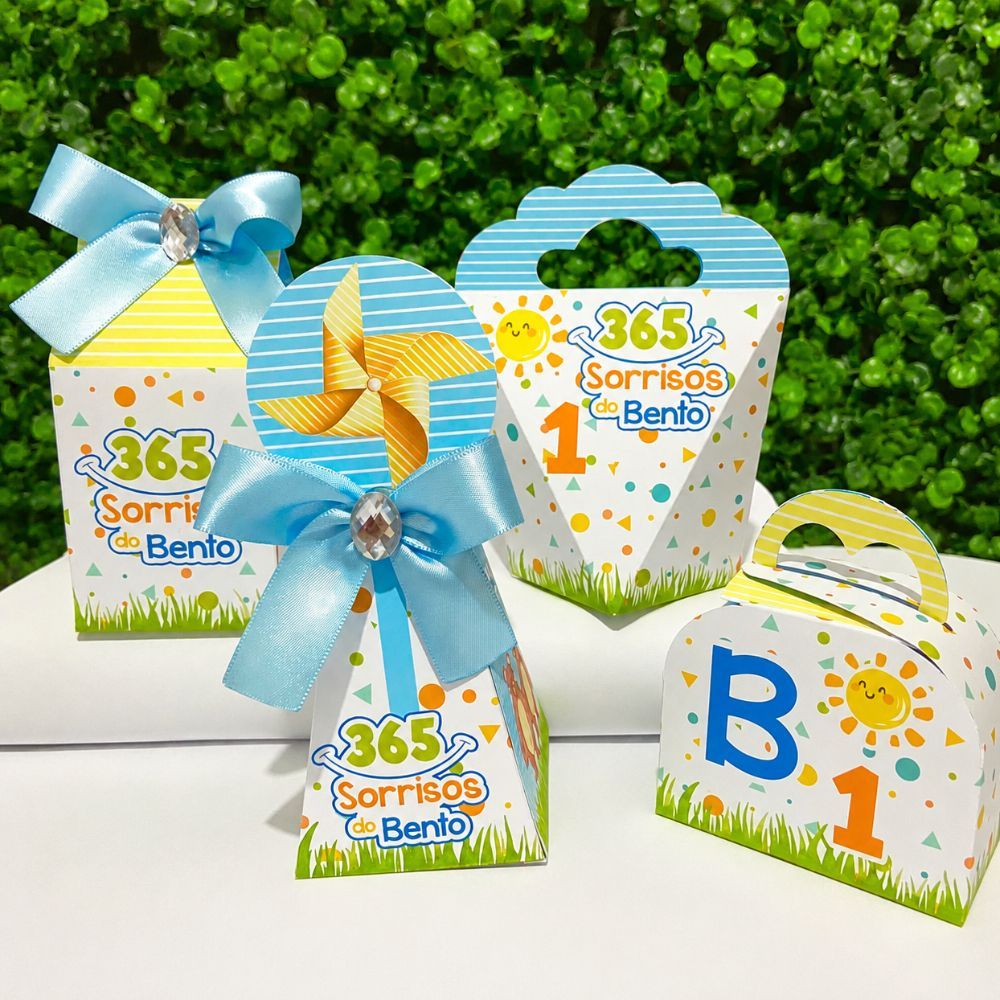 Kit Caixas Personalizadas 365 SORRISOS Lembrancinhas Festa Infantil Aniversário Desmontadas