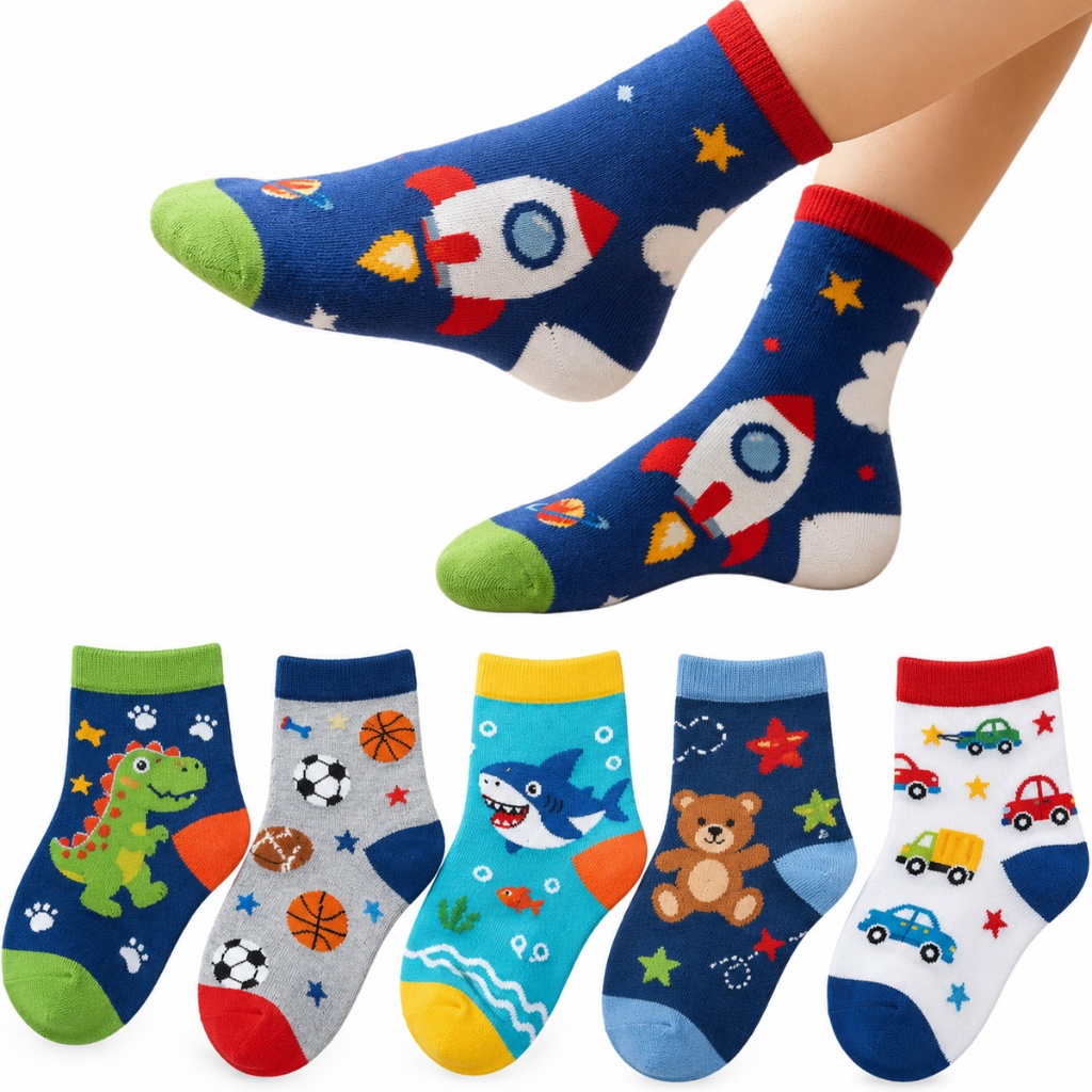 Kit Pares de Meias Masculino Infantil Menino Estampadas