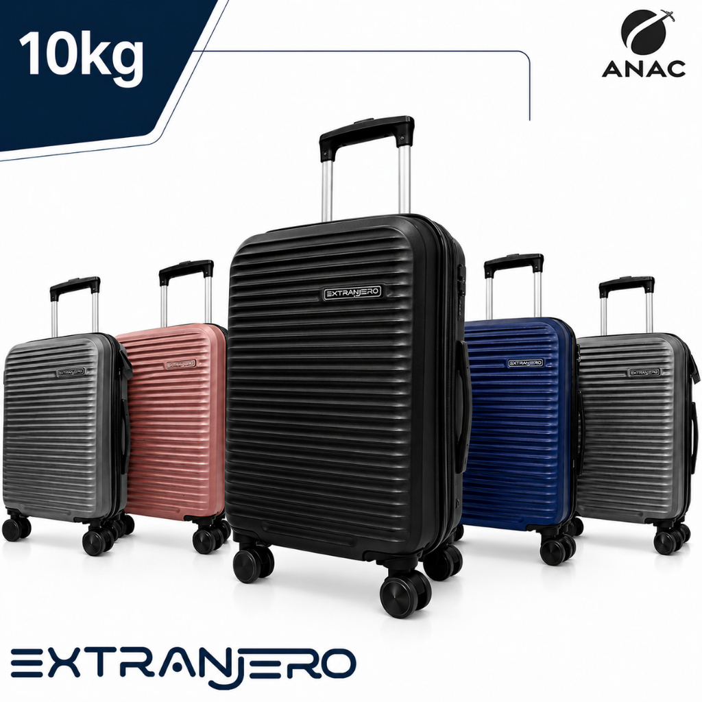 Kit 2 Mala de Viagem 10KG Rodas 360° Removíveis Padrão ANAC Cadeado TSA