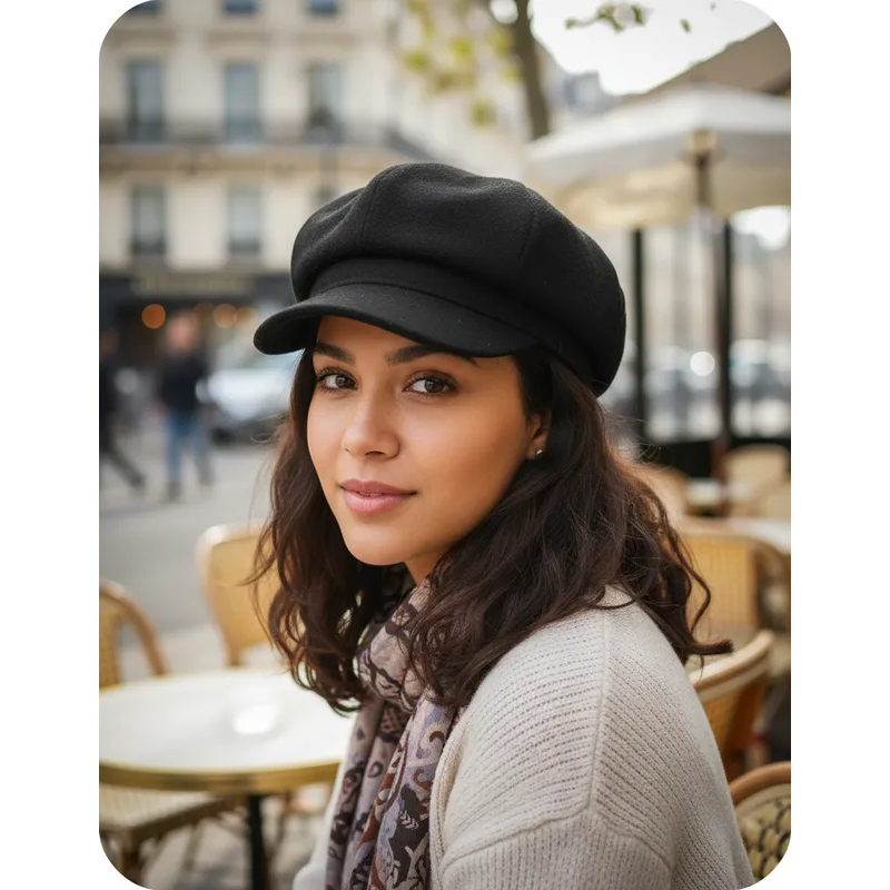 Boina Inglesa Feminina em Feltro Forrada Gorro Inverno