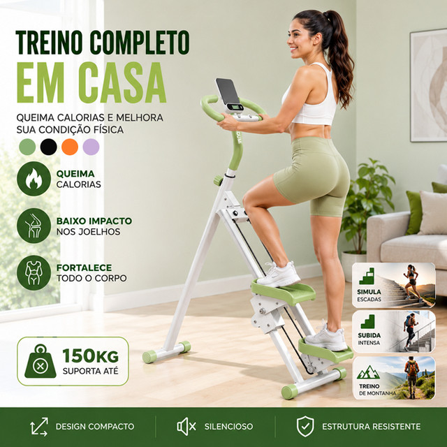 Escada fitness dobrável doméstica, suporta até 150kg, aparelho prático para exercícios em casa