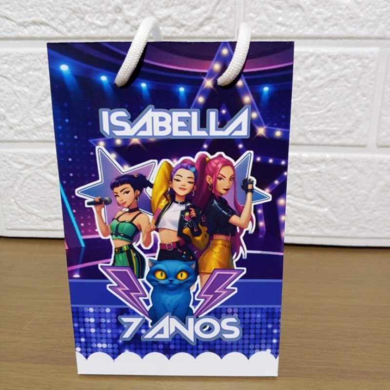 Sacolinha Personalizada Huntrix Guerreiras do Kpop | Lembrancinha Aniversário Infantil