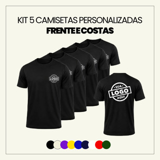 Kit 5 Camiseta Basica Personalizada Logo Estampa Premium Uniforme Empresa Algodão
