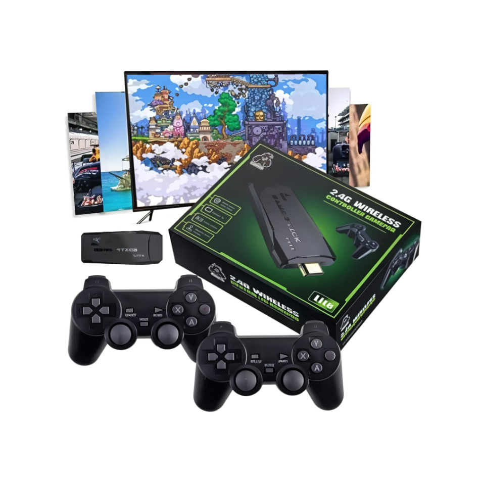 Video Game Retrô Lite Stick 4 k, + 20.000 Jogos, 2 Joysticks Wireless Sem Fio