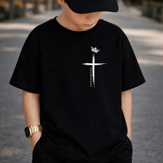 Camiseta Infantil e Juvenil 100% Algodão Premium Criança Personalizada Unissex Blusa Camisa Cruz Abençoado