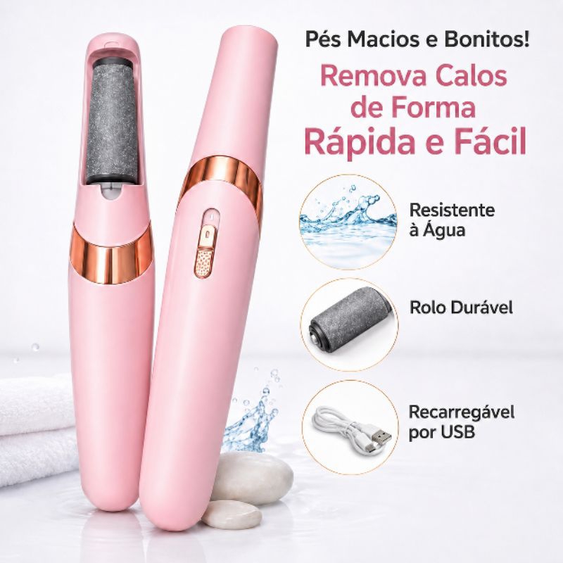 Lixa de Pé Elétrica Removedor de Calos e Rachaduras Recarregável USB 2 Velocidades com Refil