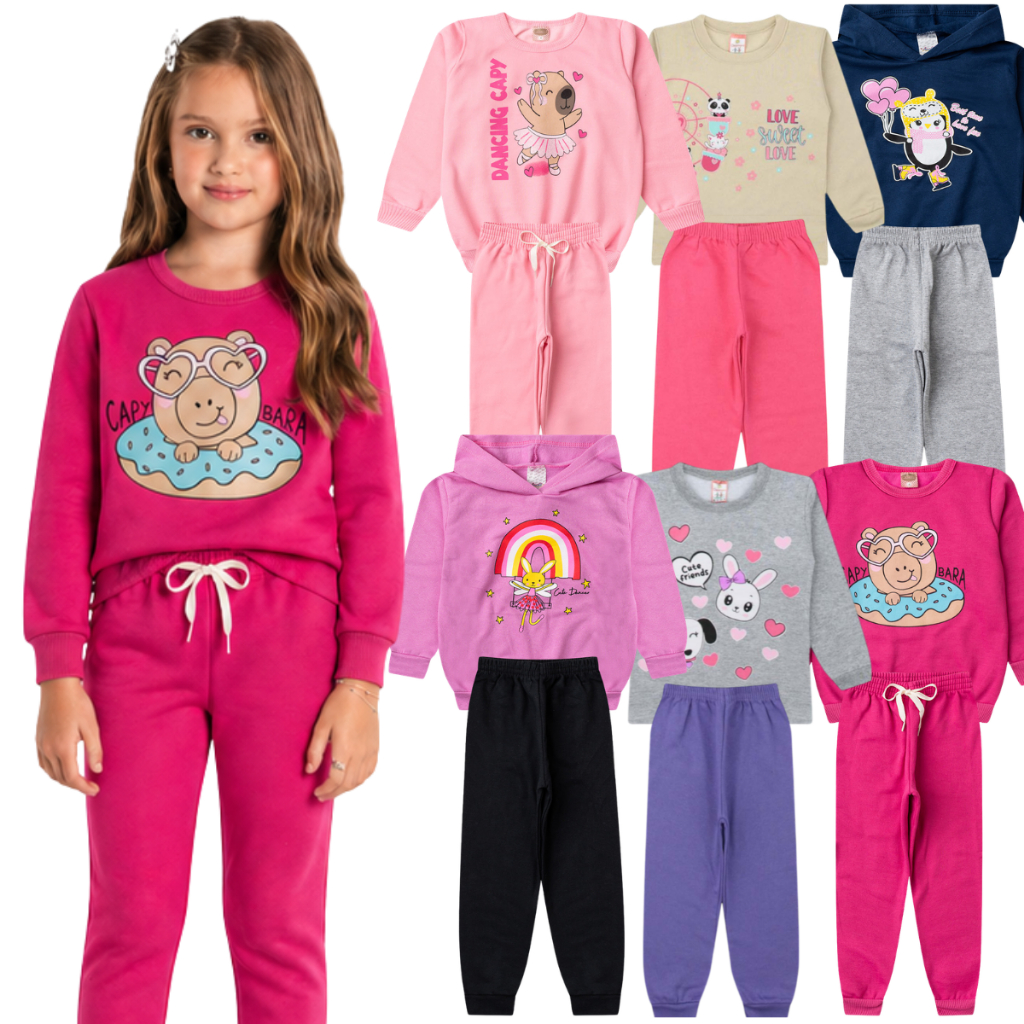 Kit 6 peças de Roupa Menina Conjunto Moletom Infantil Feminino