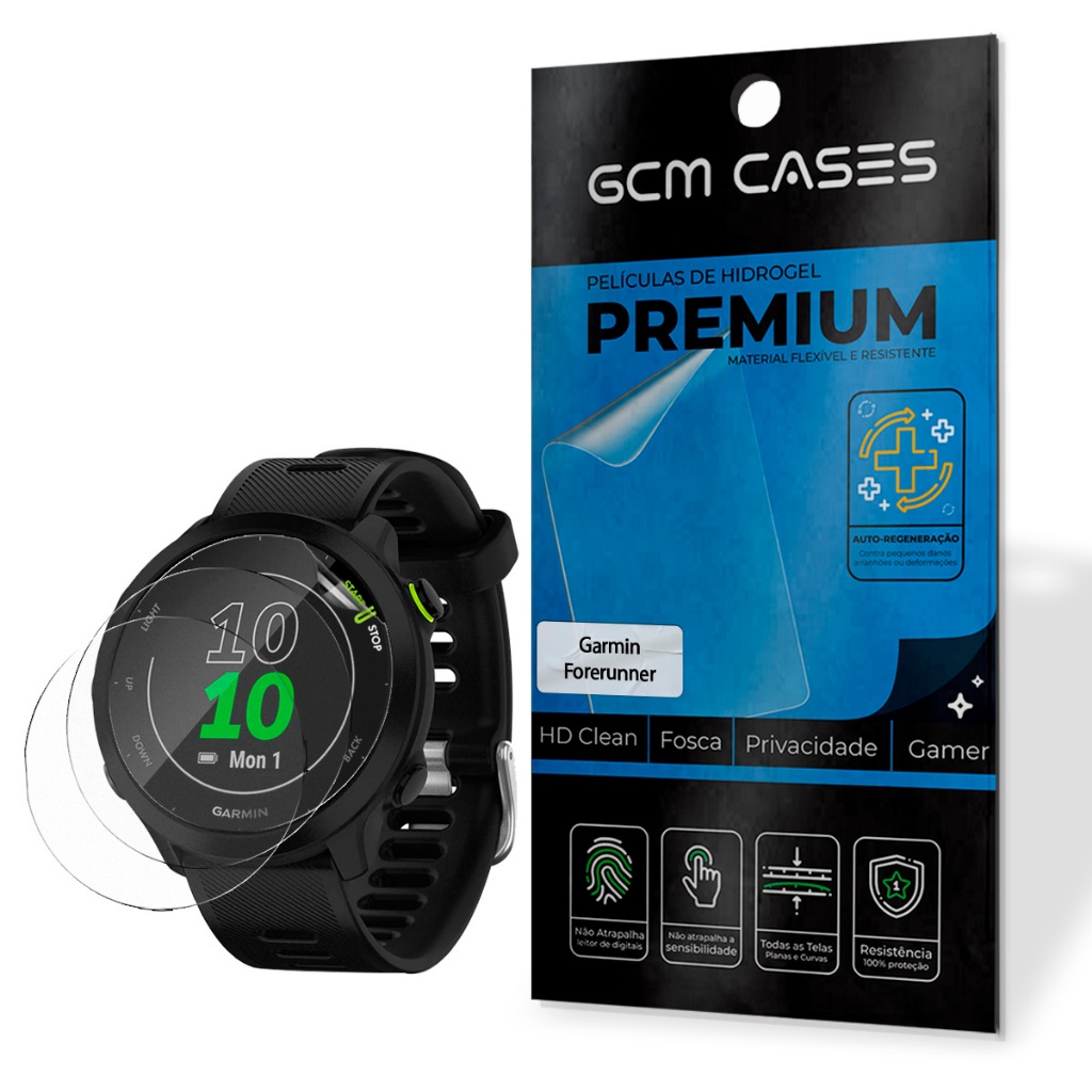 Kit 3 Película Hidrogel para Garmin Forerunner 55, 165, 265 Music Protetora Invisível