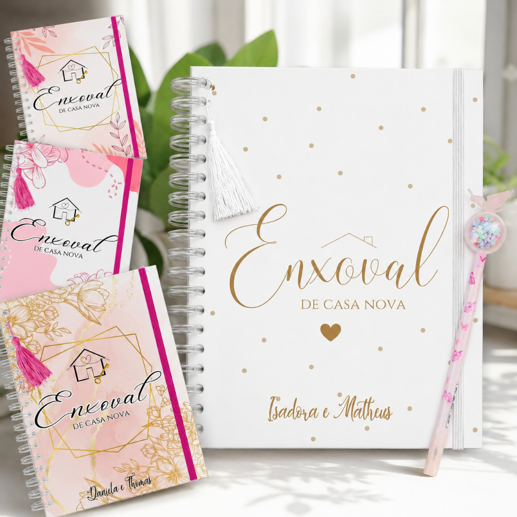 Planner Lista Enxoval de Casa Nova Personalizado Completo-Controle Financeiro Casamento Noiva Noivos