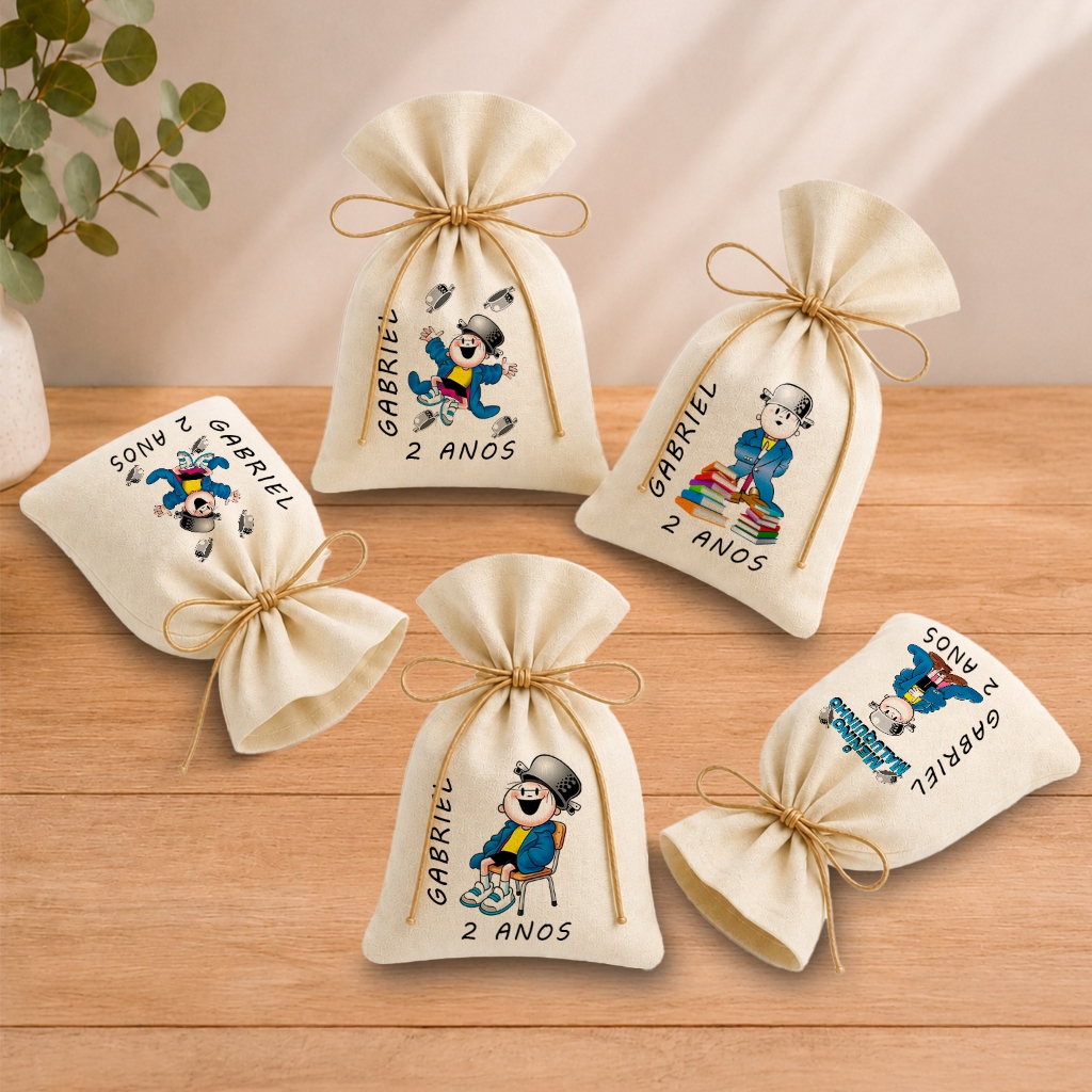 Kit 20 Saquinhos Lembrancinha Personalizada Festa Infantil Aniversário Menino Maluquinho M2 11x17