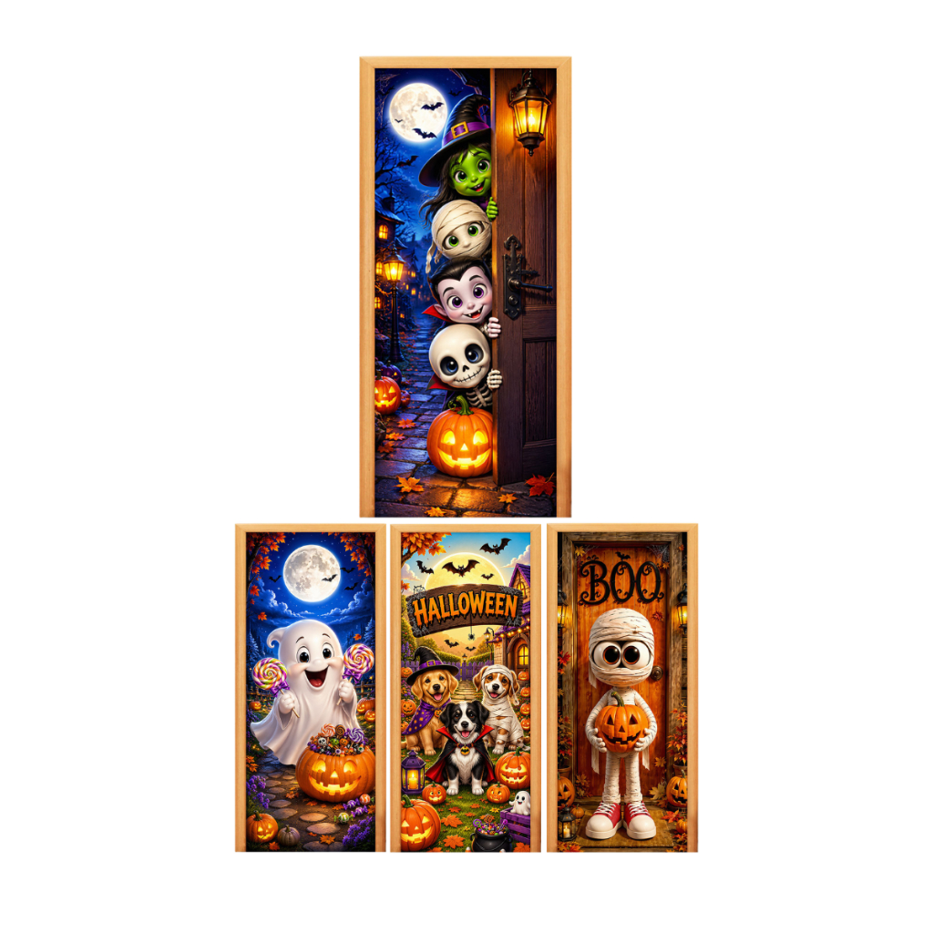 Capa de Porta Efeito Realista Decoração para Casa Festa Tema Halloween Terror Decoração Medidas