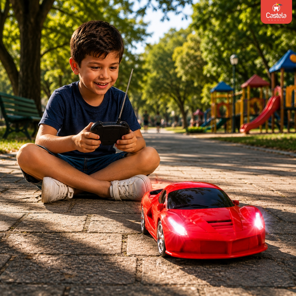 Carrinho de Controle Remoto com 4 Funções Vermelho - Castela