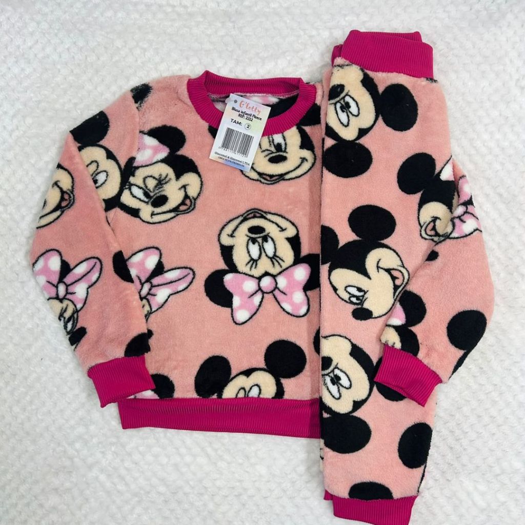 Conjunto Pijama Infantil Premium Fleece Pelúcia Ted Quentinho Menina para o inverno