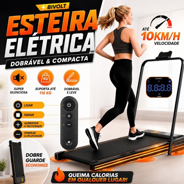 Esteira Elétrica para Casa Compacta e Dobrável para Caminhada e Corrida Leve