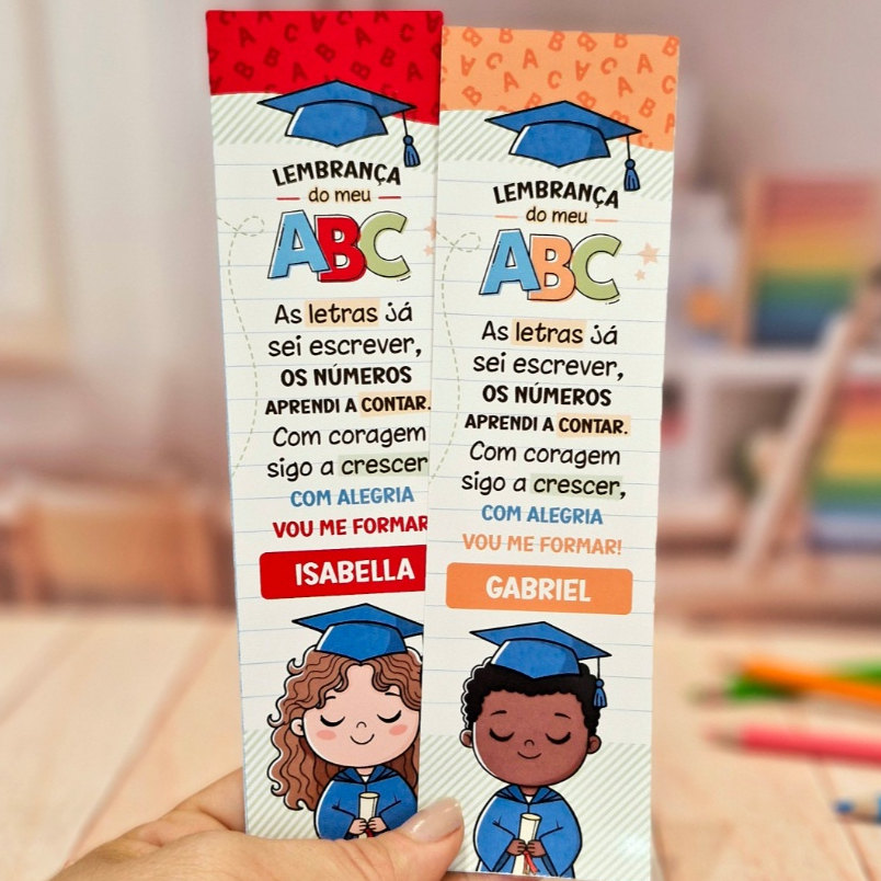 ENVIO IMEDIATO Marcador de Página Formatura ABC , Lembrancinha Educação Infantil, Personalizado com Nome, Formatura ABC