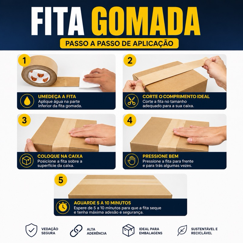Rolo de Fita Gomada Reforçada 70mm – 160m / 1Kg para Embalagens e Ecommerce — imagem 2 de 2