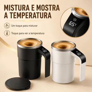 Copo Misturador Automático 380ml Tecnologia Magnética Inox Recarregável USB Caneca Térmica Mixer Por