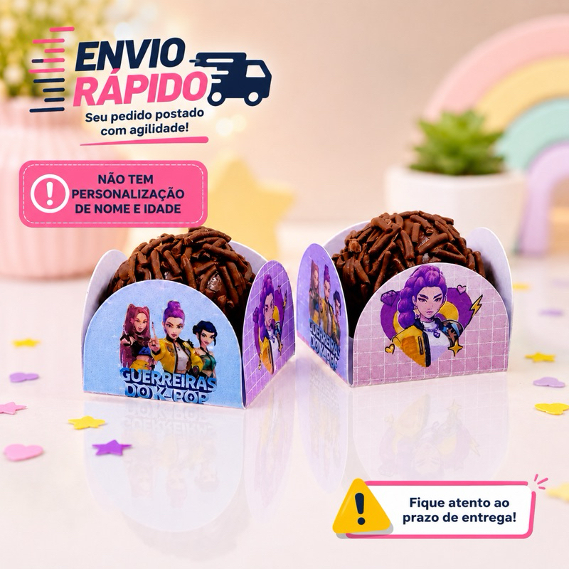 GUERREIRAS DO K-POP kit Forminhas de Doce 4 Pétalas Personalizadas para Festa Aniversário.