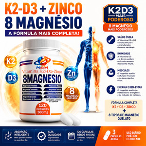 VITAMINA k2 D3 ZINCO + 8 MAGNESIO DIMALATO QUELATO  BISGLICINATO CITRATO L-TREONATO