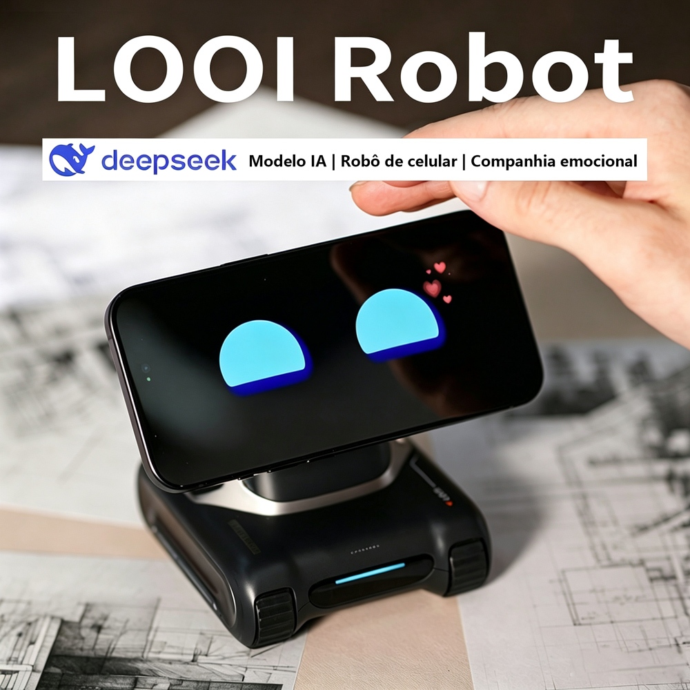 Robô Companheiro de Mesa LOOI, ChatGPT Integrado, Reconhecimento de Gestos e Cena, Carregador Sem Fio Incluso