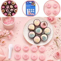 KIT CARIMBO ESSENCIAIS P/ BRIGADEIRO MARCADOR BLUE STAR DESENHO P/ DOCINHO E CONFEITARIA (CHOCO)