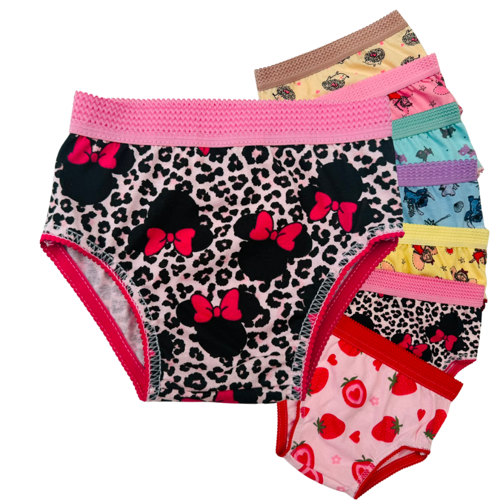 kit 10 Calcinhas Infantil de Criança100% Algodão Estampada com Elástico de Cós