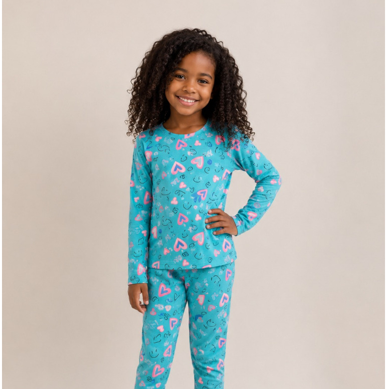Pijama Infantil Conjunto Menina Confortável Estampas Femininas Cores Variadas