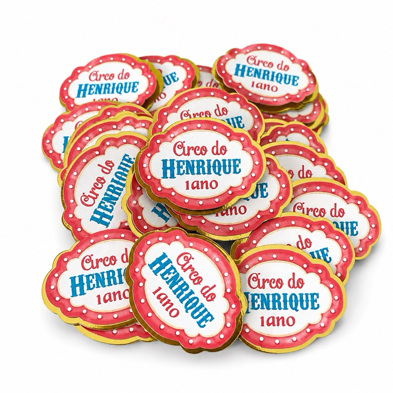 Plaquinha 3D Circo Personalizada 15, 30 e 45und | para Tubete, Latinha e Caixinhas | vários tamanhos