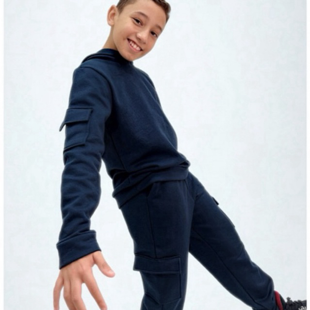 Conjunto De Moletom Infantil Menino Cargo Jogger Calça E Casaco Quentinho Outono Inverno Frio Estiloso