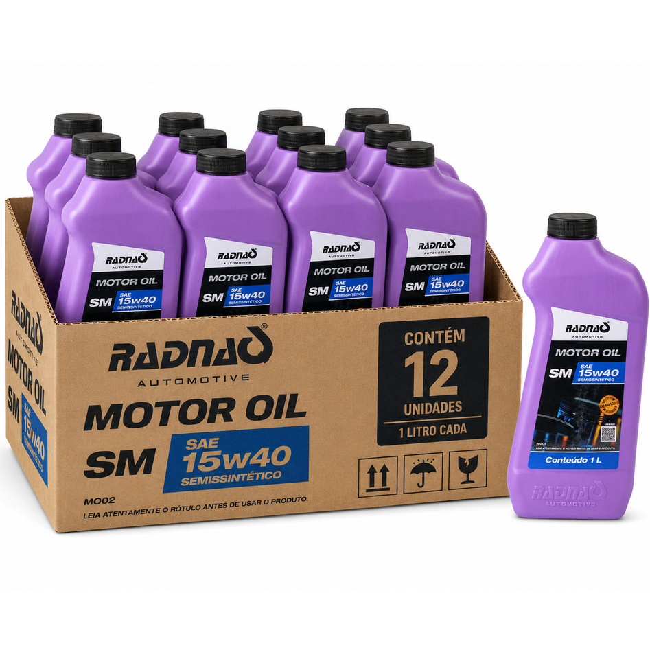 Kit 12L Óleo De Motor 15W40 API SM Semissintético Radnaq 1 Litro