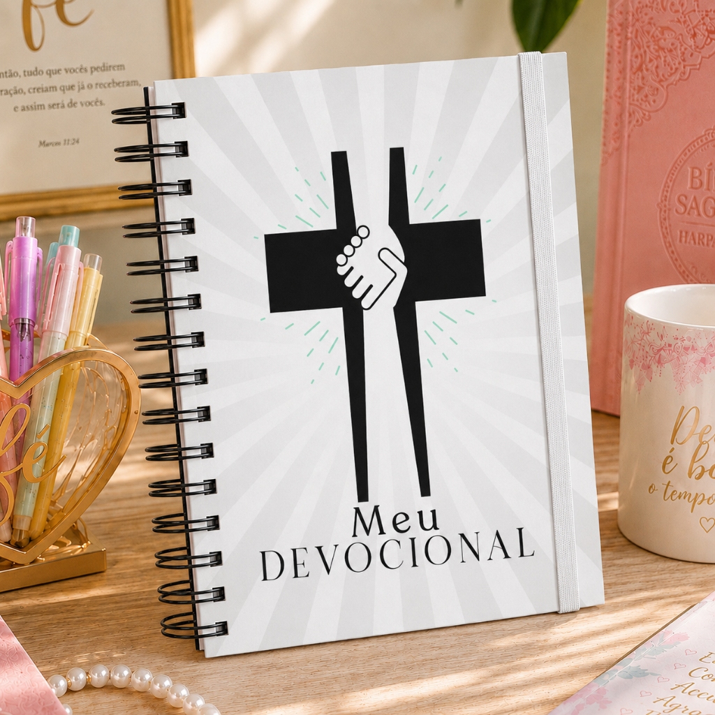 Caderneta Meu Devocional Planner Caderno de Anotações Minhas Orações 208 Páginas Capa Dura Cruz