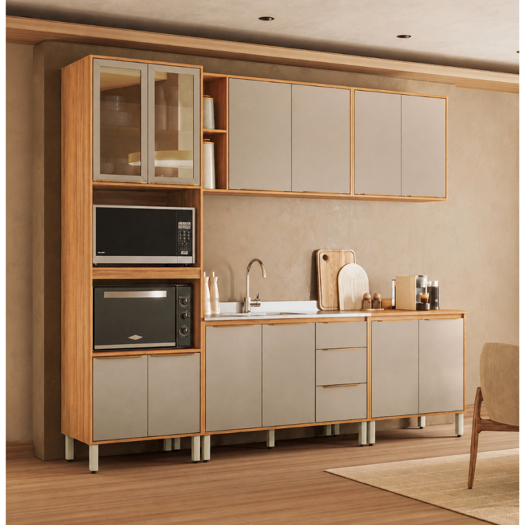 Cozinha Modulada 5 Peças sem Pia em MDF Plena Demóbile