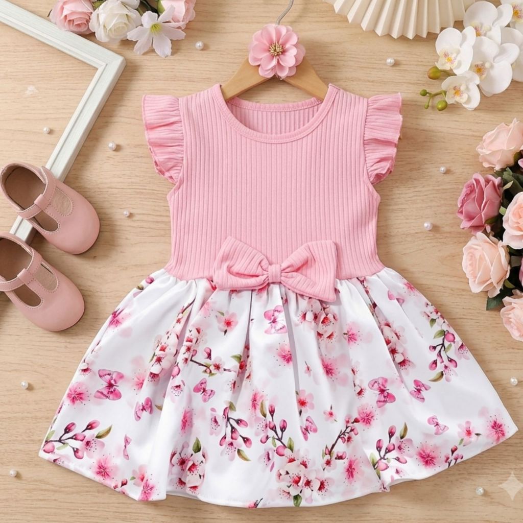 Vestido Infantil Floral  Menina Estampado Festa Luxo Verão Princesa de 1 a 4 anos