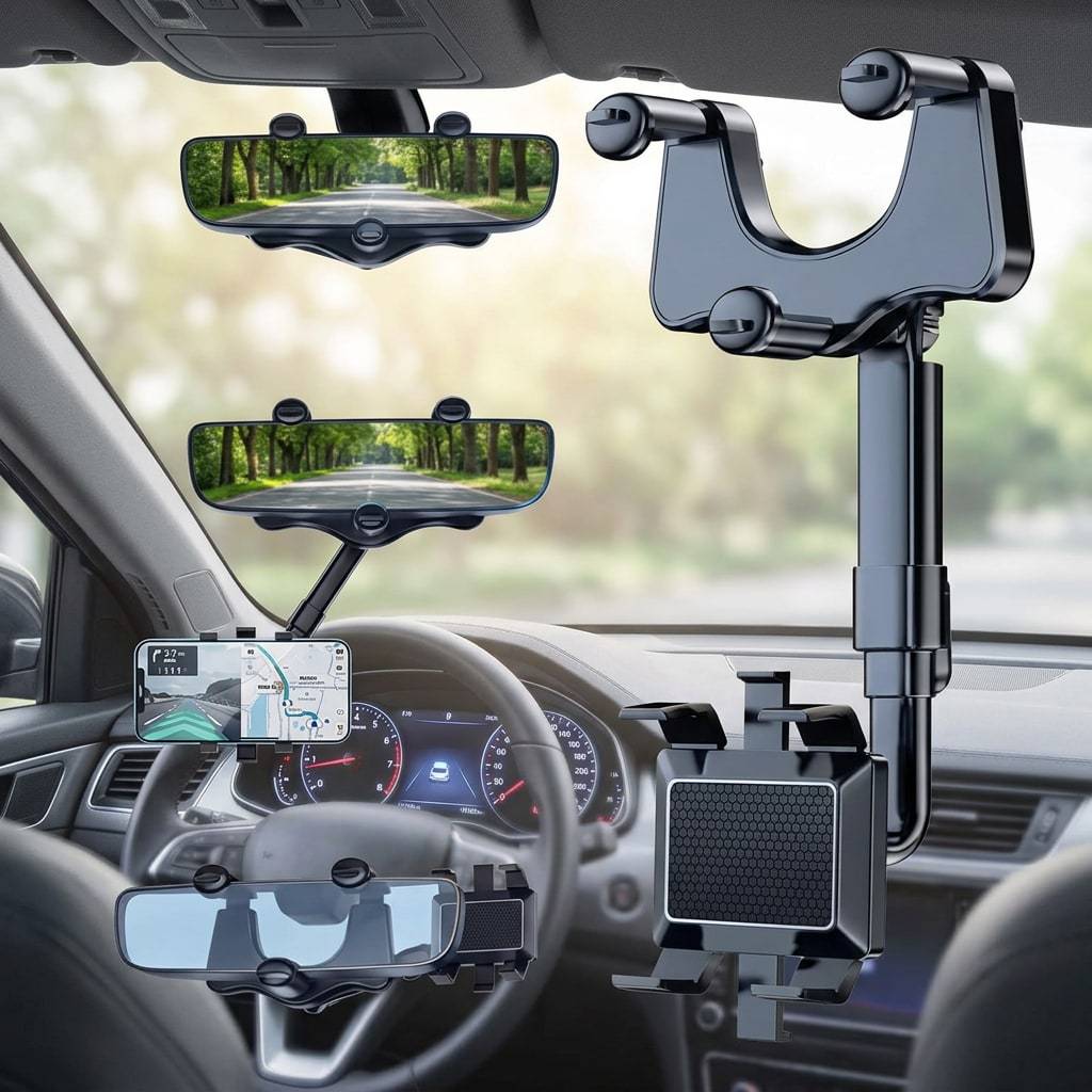 Suporte Espelho Retrovisor Central Para Celular Extensível Giro 360º