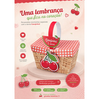 5/10 Caixas Cestinha Personalizada Festa CEREJINHA