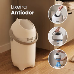 Lixeira para Fralda de Bebê Antiodor Vedação de Cheiro Lixo Mágico Infantil Até 15kg Pipdip