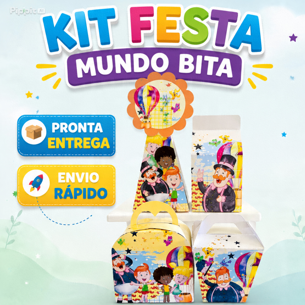 Mundo Bita Kit Personalizado Lembrancinhas para Festa Caixinhas Personalizadas Mêsversário Aniversário