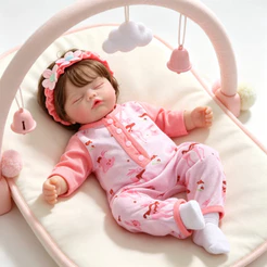 Bebê Reborn 48cm Silicone Menina Boneca Peso Natural Chupeta Magnética com Olhos Fechados