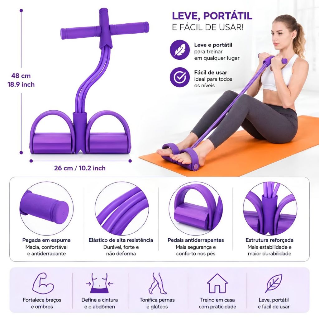 Elástico Extensor De Exercícios Pedais Pull Reducer Treino Funcional Musculação Pilates Dufit