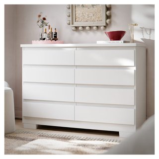 Cômoda 8 Gavetas Para Quarto Casal Com Pés E Corrediça Telescópica Grande Organizador Rou…