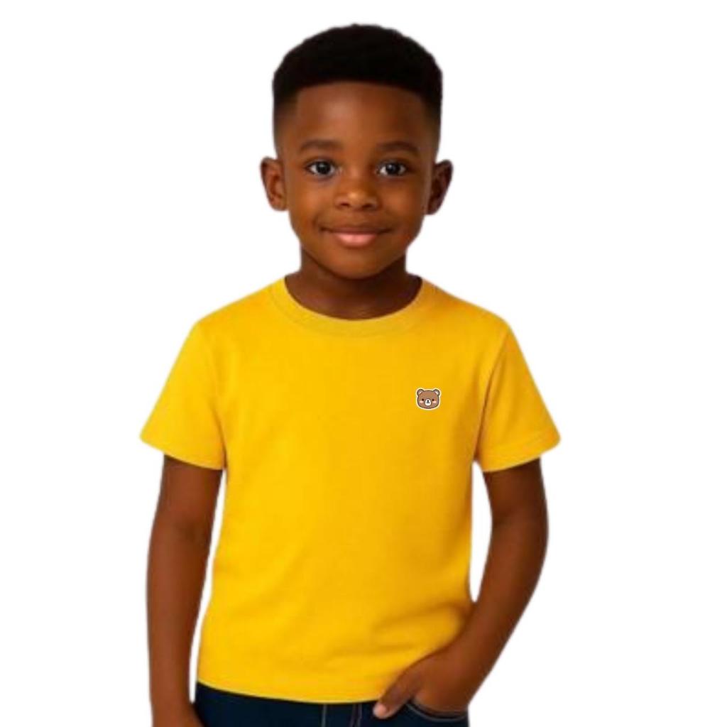 Camiseta Infantil 100% Algodão Premium Unissex Escola Estampa Ursinho Confortável Oferta Lançamento Envio Rápido