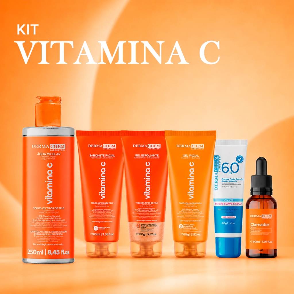 Kit Skincare Completo com Protetor 60 FPS Beleza e Cuidado Facial para Rotina de Autocuidado - Dermachem
