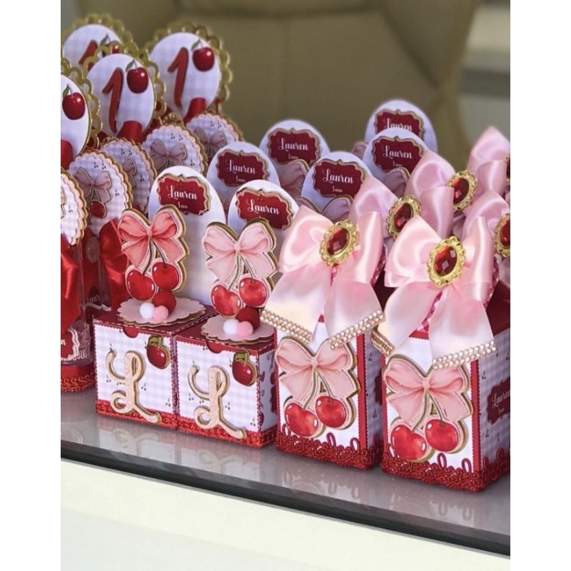 Kit Fesfa Personalizado Cerejinha | Lembrancinha Cerejinha | Decoração festa Cerejinha | Festa cereja